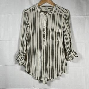 🔵 LUCKY BRAND Women`s Size M/M Black Grey off White Casual Shirt